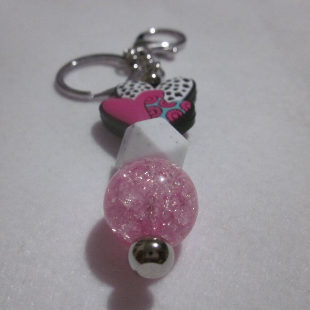 Pink Triple Heart Keychain. - Picture 4 of 4